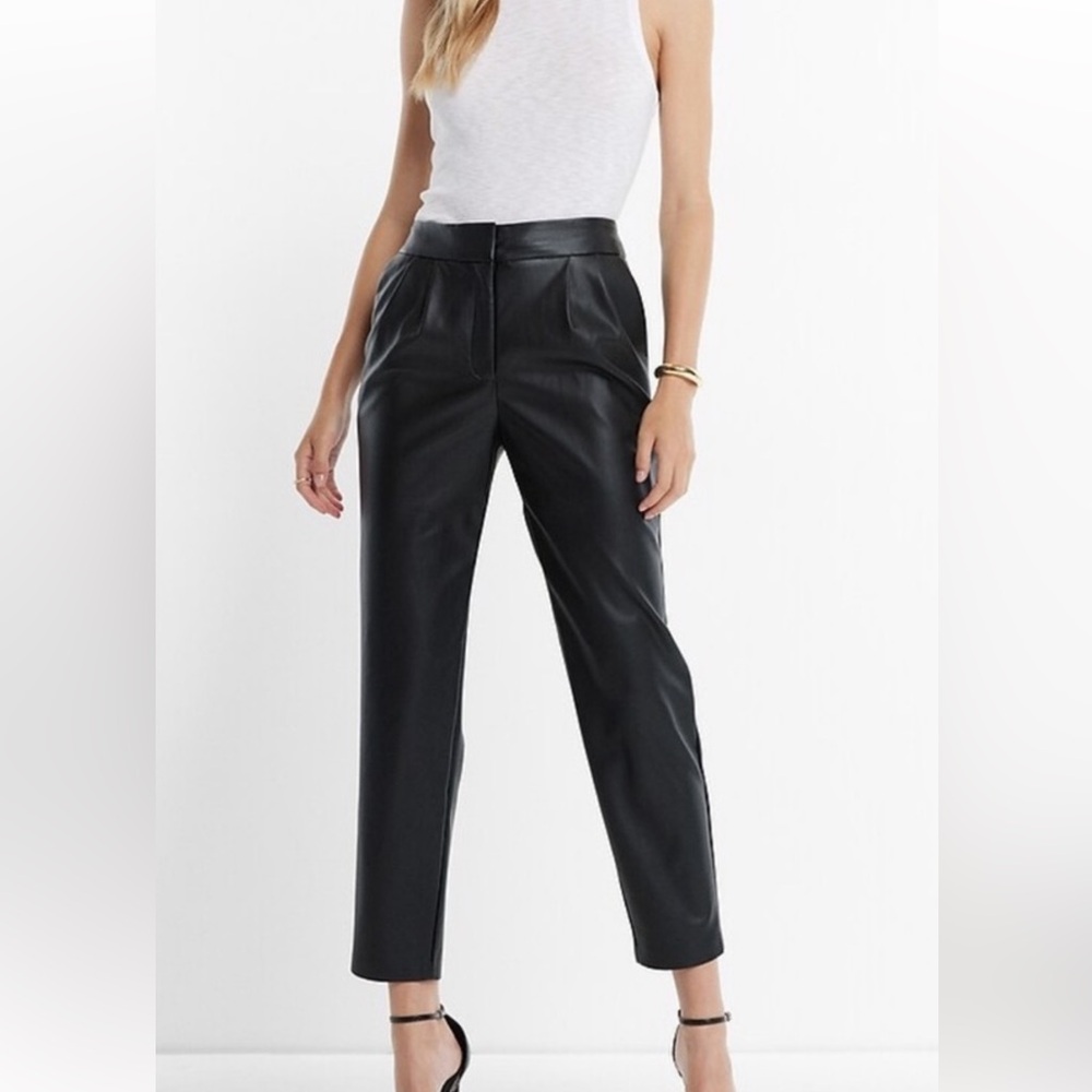Express Black leather Trousers Classic Straight-Leg